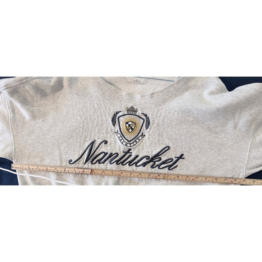 Abercrombie & Fitch Nantucket Yachting Coastal Sweatshirt Large Gray Crop Preppy - Picture 6 of 10